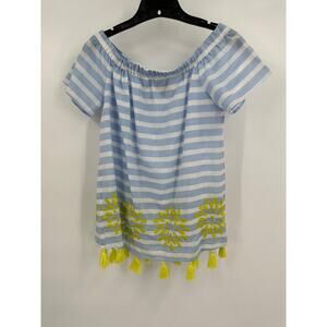 Buckley K Womens Size S Embroidered Off Shoulder Tassel Top‎ Coastal Boho Resort